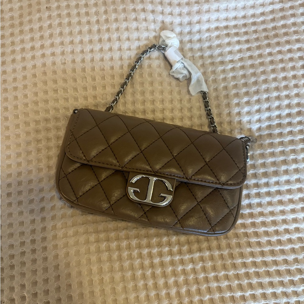 New Brown Quilted Leather Shoulder Bag